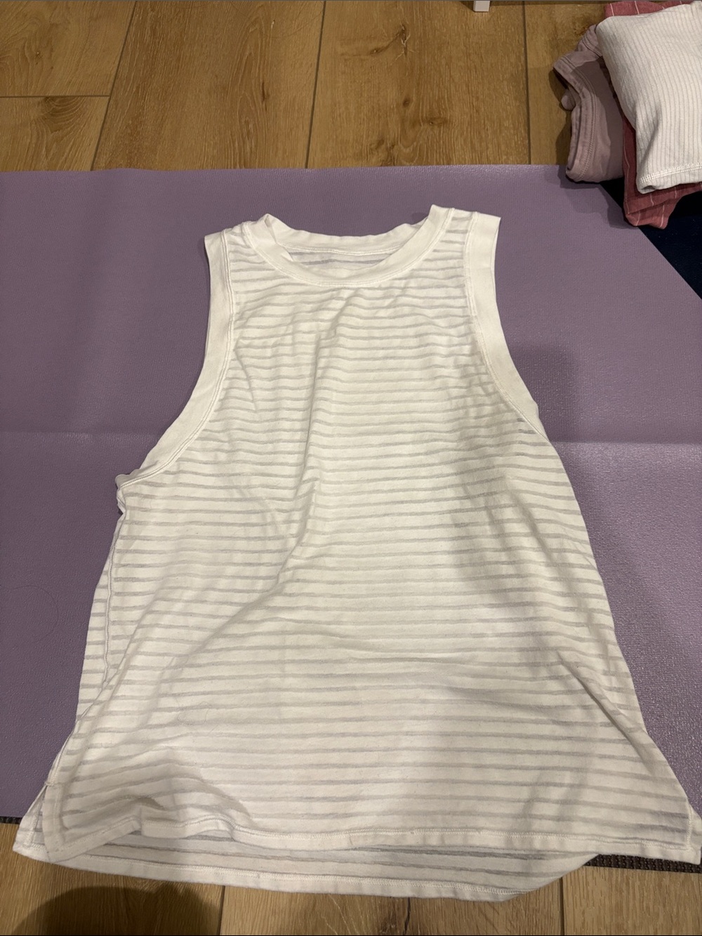 lululemon athletica White Striped Muscle Tank